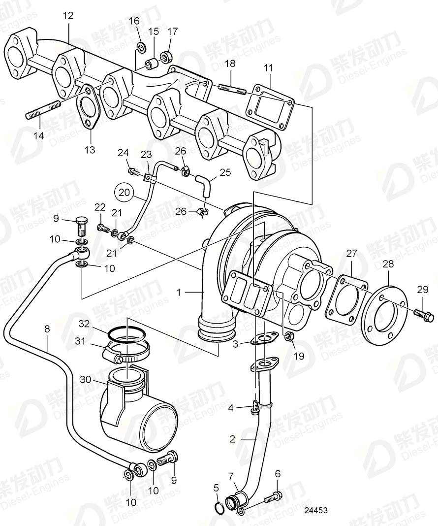volvo penta Turbocharger 3801158 Drawing volvo penta Turbocharger 3801158 Drawing